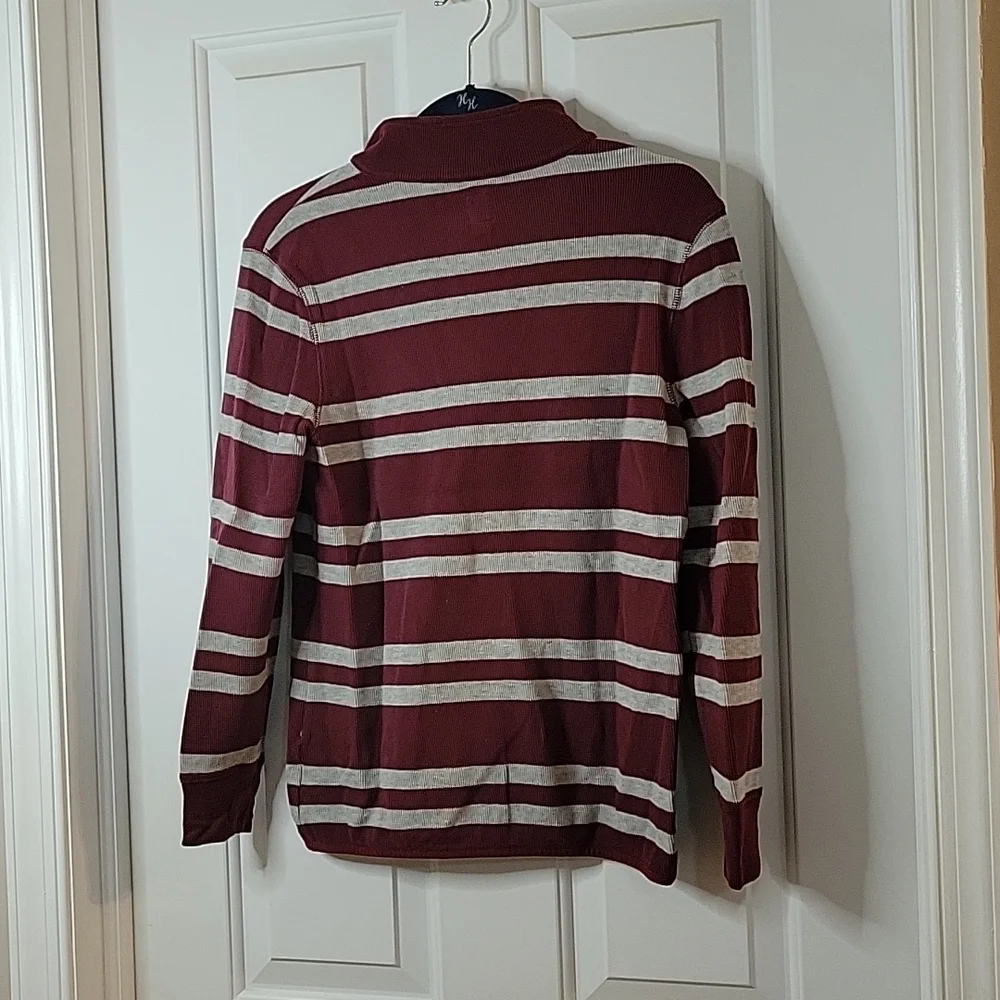 Gap Burgandy gray striped  one quarter zip xl/12